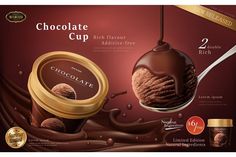 chocolate cup advertise with ice cream and nuts