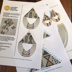 the instructions for making earrings are displayed on top of a piece of paper with other items in it