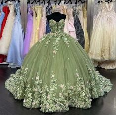 Green Elegant Quinceanera Dresses A-Line Sweetheart 3D Appliques Lace Up Gowns.  "This pin contains affiliate links, which means I may earn a commission at no cost to you extra for you". 
 #affiliate #advertising" Green Quinceanera, Green Quinceanera Dresses, Green Ball Gown, Quinceanera Themes Dresses, Sweet 16 Dress, Quinceñera Dresses, Tulle Balls, Quinceanera Ideas, Pretty Quinceanera Dresses