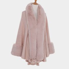 Fatty Faux Fur-Trim Cape Poncho Style No : [448098] S6110-Pink Color : Pink Theme : Fur Size : 33.5" X 53" Material : 100% Acrylic Fatty Faux Fur-Trim Cape Poncho Aztec Print Scarf, Preppy Chic Outfits, Fur Trimmed Cape, Fur Poncho, Colored Weave, Poncho Wrap, Pink Theme, Polka Dot Scarf, Tube Scarf