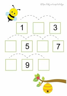 a printable worksheet for numbers 1 - 10 with a bee on the branch