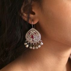 Stunning heavy look ethnic earrings  jhumka jhumki stud Afghani earrings in silver tone  With intricate carved work and sparkling ghunghroos which gives a traditional touch to the earrings  Perfect with ethnic and traditional wear  Can be a perfect gifting option for friends and dear ones  Silver metallic ghunghroo tinkle to create a striking look  With intricate carved word and sparkling ghunghroo which gives a traditional touch to the earring. Silver metallic base tinkle to create a striking look. Perfect with ethnic and traditional wear.Can also be a perfect gifting option for friends and dear ones.ger Dakari Earrings, Afghani Earrings, Silver Oxidised Earrings, Bohemian Jewelry Gift, Earrings Jhumka, Oxidised Earrings, Oxidized Silver Earrings, Oxidised Silver Jewelry, Junk Jewelry