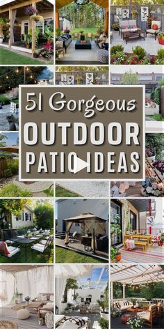 a collage of outdoor patio furniture and landscaping items with the title 5 gorgeous outdoor patio ideas