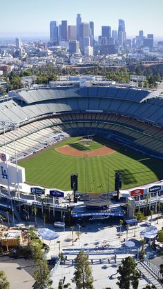 an aerial view of the los angeles dodgers baseball stadium