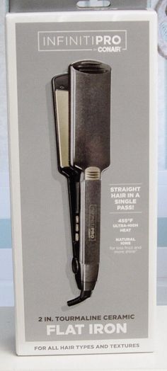 Infinity Pro By Conair 2" Tourmaline Ceramic Plates Flat Iron Straightener Single Pass w/Natural Ions For Less Frizz & More Shine..."New In Box" Color: Dark Gray....Free Shipping Attn: No Returns On Flat Irons  Thanks for shopping >> Perdido Key Treasures Perdido Key, Flat Irons, Straighten Iron, Box Color, Flat Iron, Ceramic Plates, Dark Gray, Tourmaline, Key