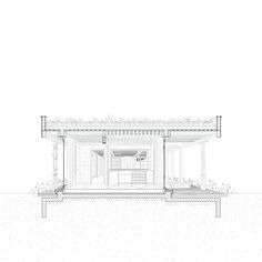 an architectural drawing of a house on stilts