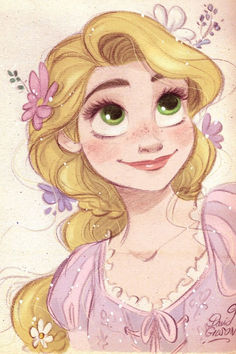 a drawing of a princess with green eyes and blonde hair