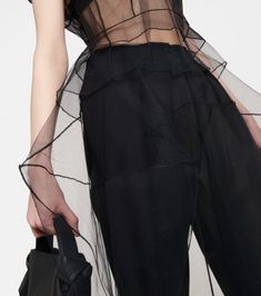 Сетчатая макси-юбка черного цвета - Acne Studios | Митереза Elegant Mesh Bottoms For Evening, Evening Sheer Maxi Skirt, Elegant Mesh Flowy Skirt, Sheer Maxi Skirt For Evening, Evening Sheer Long Maxi Skirt, Sheer Asymmetrical Evening Skirt, Evening Sheer Asymmetrical Skirt, Chic Mesh Bottoms With Tulle Skirt, Spring Evening Mesh Skirt