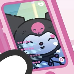 a pink phone with an image of a cat on it