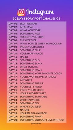 an instagram poster with the words 30 day story post challenge