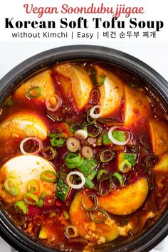 Vegan Korean Tofu Soup, Tofu Kimchi Soup, Vegan Tofu Soup, Soft Silken Tofu Recipes, Silken Tofu Recipes Dinner, Sundubu Jjigae Recipe, Soft Tofu Recipes, Soft Tofu Soup, Korean Tofu Soup