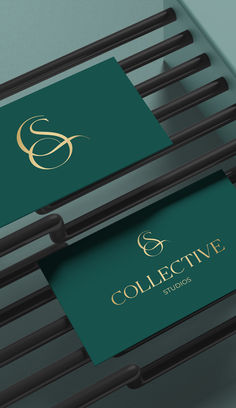 #businessaesthetic #shop #businessvintage #brand #business #branding #portfolio  #designinspiration Emerald Logo Ideas, Emerald Green And Gold Branding, Dark Green Website, Green And Gold Branding, Long Name Logo, Green And Black Palette, Dark Branding, Emerald Design, Cs Logo