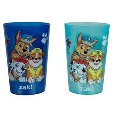 two glass cups with cartoon dogs on them