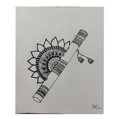 a pencil drawing of an artistic object on paper