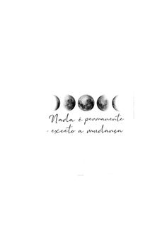 three phases of the moon in black and white, with an inscription below that reads