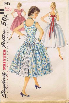 a woman's dress pattern from the 1950's