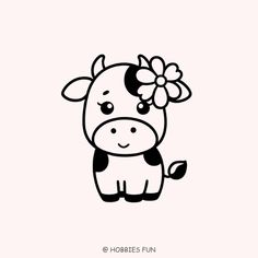 a cow with a flower in its hair