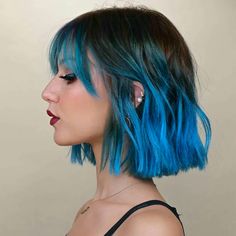 Blue Hair Ideas, Blue Hair Color Ideas, Short Blue Hair, Hair Ideas For Short Hair, Short Hair Blue, Blue Hair Color, Color Ideas For Short Hair, Bob Hair Color, Dyed Hair Blue