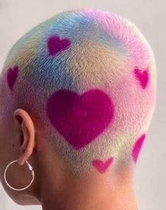 Fairy Egg, Shaved Head Designs, Buzzed Hair Women, Shaved Designs, Buzzed Hair, Cute Hair Colors, Hair Patterns, Rainbow Pastel