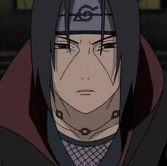 an anime character with black hair wearing a red hoodie and looking at the camera