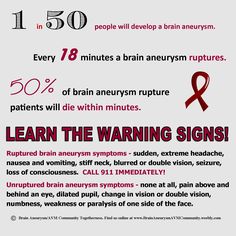 Learn the warning signs!  The life you save could be your own! Awareness Jewelry, Stiff Neck, Double Vision, The Warning, Warning Signs, Healthy Tips, Headache, Brain, Signs