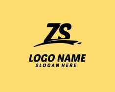 the letter zs logo is made up of black and yellow letters on a yellow background