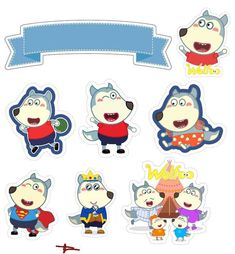 cartoon character stickers are shown in this image