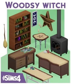 an image of the woodsy witch living room set in sims4model