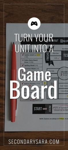 a game board with the words, turn your unit into a game board on it