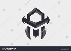 an abstract logo with two arrows in the shape of a hexagonal cube, on a