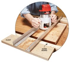 a man using a router to cut wood planks with a circular sawtooth