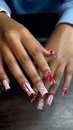 Red Bling Acrylic Nails, Poppin Nails