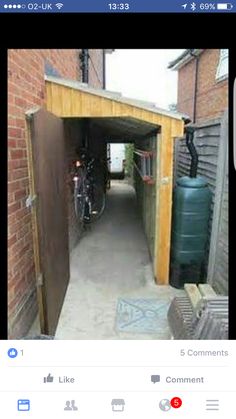 an alley way with a bike parked in it