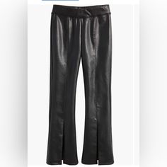 With Breezy Slit Hems, These Stretchy Faux-Leather Flare Pants Add A Dash Of Fun To Your Little One's Look, Whether For Play Or More Polished Outings. 55% Polyurethane, 42% Rayon, 3% Elastane Machine Wash, Tumble Dry Imported Item #7644265 Leather Flare Pants, Kids Bottoms, Flare Pants, First Look, Faux Leather, Pants, Leather, Black, Color