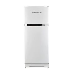 a white refrigerator freezer sitting on top of a white floor next to a wall