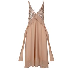 This flirty, flowy dress is cut from silk chiffon with a deep cleavage and a maxi hem. Designed to be slightly fitted at the bust and loose at the bottom. It has an elastic back and has decorative, extended straps that float behind as you walk. Perfect for romantic dates and evening summer parties. Silk 100%, Acetate 100% lining Dry Clean Only Aesthetic Lookbook, Knit Loungewear, Beige Silk, Rose Gold Sequin, Fall Png, Silk Maxi, Holiday Party Outfit, Silk Midi Dress, Silk Maxi Dress