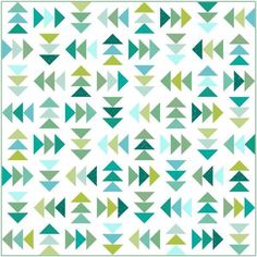 an abstract geometric pattern with green and blue arrows on white background, suitable for wallpaper or fabric