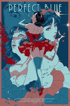 the poster for perfect blue shows two women in red dresses