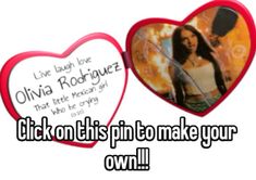 two heart shaped magnets with the words click on this pin to make your own