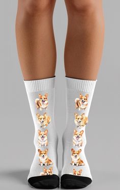 Welsh Corgi Socks, Corgi Lover Socks, I Love Pembroke Welsh Corgis Socks, Funny Socks, Novelty Socks, Stocking Stuffer, Corgi Owner Gift. These high-quality socks with sublimated print provide optimum comfort with style wherever one might go - a subtle accent to complement an office look or an eye-catching statement for an extravagant outfit.  NB! Dark color prints tend to make the side-seams more noticeable. .: Material: 95% polyester, 5% spandex .: 3 different sizes .: Unisex regular fit .: Ri Corgi Owner, Socks Funny, Funny Socks, Novelty Socks, Office Look, Welsh Corgi, Dark Color, Socks And Hosiery, Pet Lovers