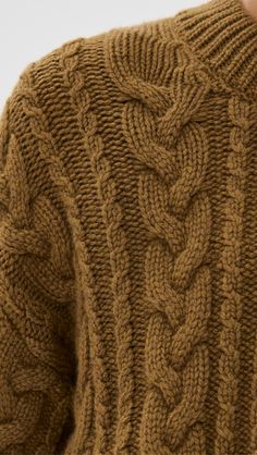 Fabric: Mid-weight cable knitRibbed cuffs and hemCrew neckLong sleeves with dropped shouldersShell: 100% merino woolHand washMade in PortugalStyle #CBAHN30047 Light Brown Sweater, Fisherman Knit Sweater, Cecilie Bahnsen, Yarn Sweater, Latest Sweater, Merino Sweater, Fisherman Sweater, Cable Sweater, Merino Wool Sweater