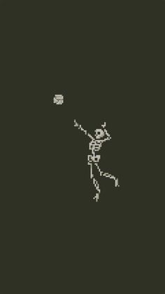 an old - school computer game with a man catching a frisbee in the dark