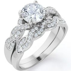 a white gold engagement ring set with diamonds