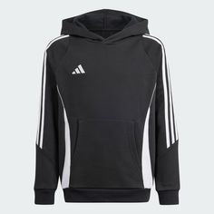 adidas Shop the Tiro 24 Sweat Hoodie Kids - Black at adidas.com/us! See all the styles and colors of Tiro 24 Sweat Hoodie Kids - Black at the official adidas online shop. Adidas Black Hoodie With Drawstring Hood, Adidas Hooded Sports Hoodie, Adidas Black Hoodie Sweatshirt, Adidas Sweatshirt With Double-lined Hood For Sports, Football Hoodies, Adidas Sports Sweatshirt With Double-lined Hood, Adidas Sweats, Football Pitch, Model Call