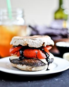 a close up of a sandwich on a plate