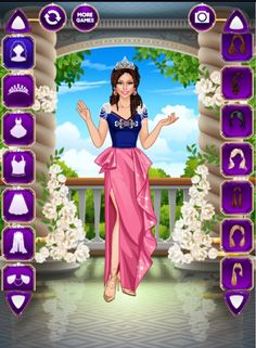 the princess dress up game is shown in this screenshote screen shot, with an open