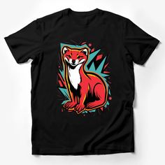 Vibrant Red Fox Graphic T-Shirt, Bold Animal Art Tee, Colorful Unisex Fashion Top Male T-Shirt Custom graphic T-Shirt.Customize your color Octopus Graphic, Fox Graphic, Panda Costumes, Graphic Shirt Design, Graphic Print Top, Animal Graphic Tee, Navy Blue Shirts, Artist Outfit, Adventure Shirt