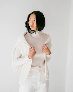 ESTELLA | Agyness Turtleneck in Winter White Vest Knitted, Fitted Turtleneck, Create Outfits, Favorite Sweater, Knitted Pullover Sweaters, Winter White, Knitted Pullover, Sweater Vest, Oversized Fits