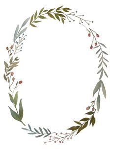 a watercolor wreath with leaves and berries