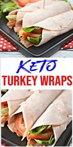 keto turkey wraps with lettuce and tomatoes